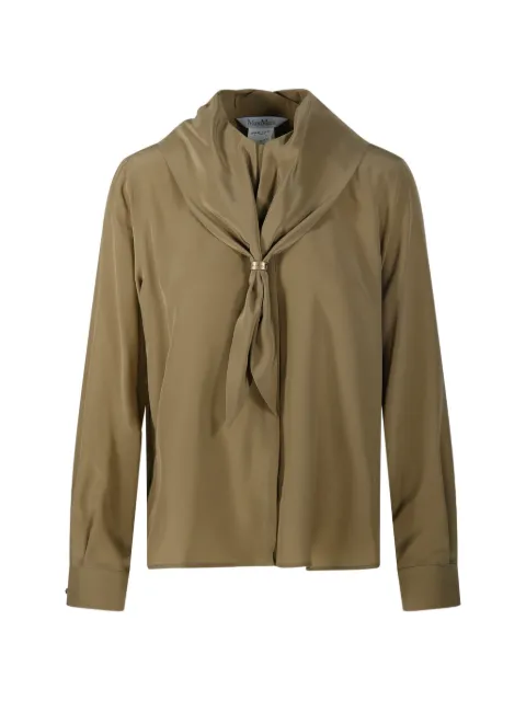 Max Mara pussy-bow long-sleeve blouse Neutrals 2621116091600