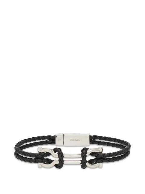 Ferragamo Gancini braided-leather bracelet Silver 796081