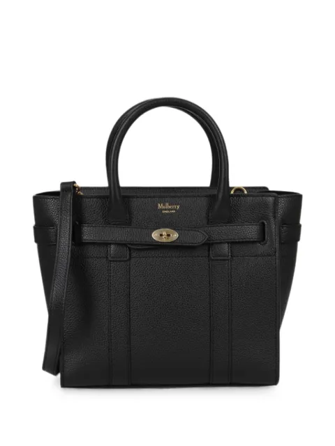 Mulberry mini Zipped Bayswater grained tote bag Black HH4949