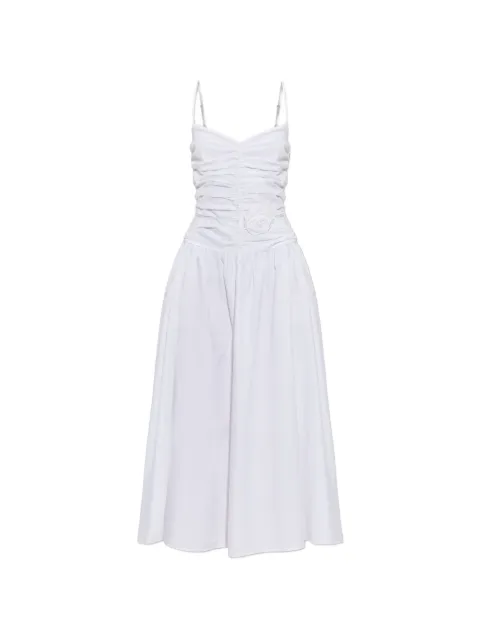 ROTATE BIRGER CHRISTENSEN flower-detail ruched midi dress White 1161470