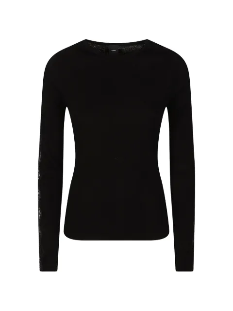 PINKO ribbed-knit lace-trimmed sweater Black 107269A3I0