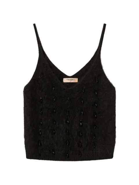 TWINSET brushed wool-blend top with embroidery Black 262TT3023