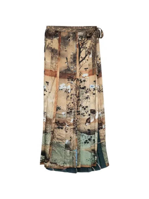 Pierre-Louis Mascia Doxgr landscape-print pleated maxi skirt Neutrals DOXGRSGO10781