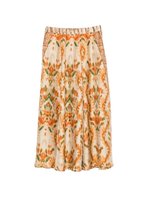 Pierre-Louis Mascia Aloe ikat-print midi skirt Neutrals 12353