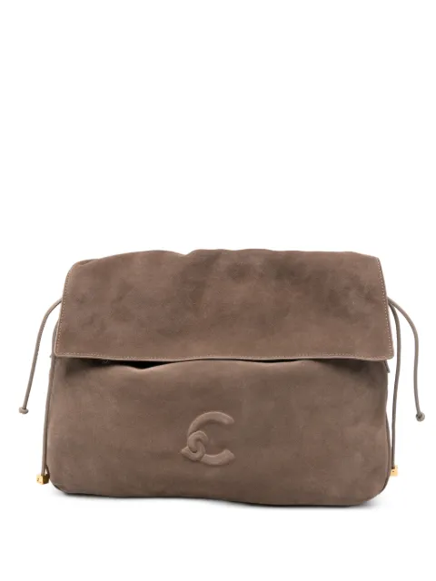 Coccinelle logo-embossed suede shoulder bag Grey E1V9G130301