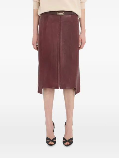 Victoria Beckham leather asymmetric midi skirt Red 1326LSK007327A