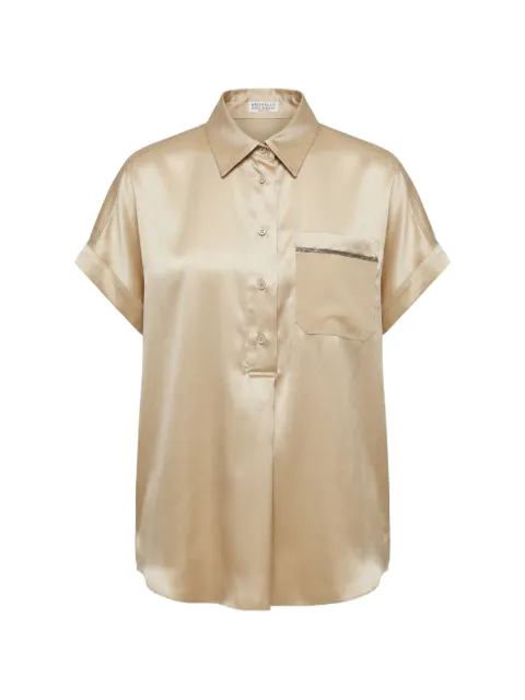 Brunello Cucinelli Monili-chain short-sleeved blouse Neutrals M0C59B1O05C9643