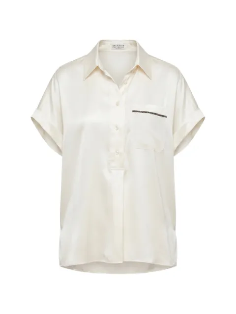Brunello Cucinelli Monili-chain short-sleeved blouse White M0C59B1O05C600