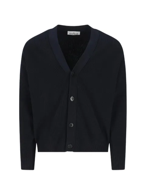 Stone Island ribbed-knit V-neck cardigan Blue L1S155100009S00D8