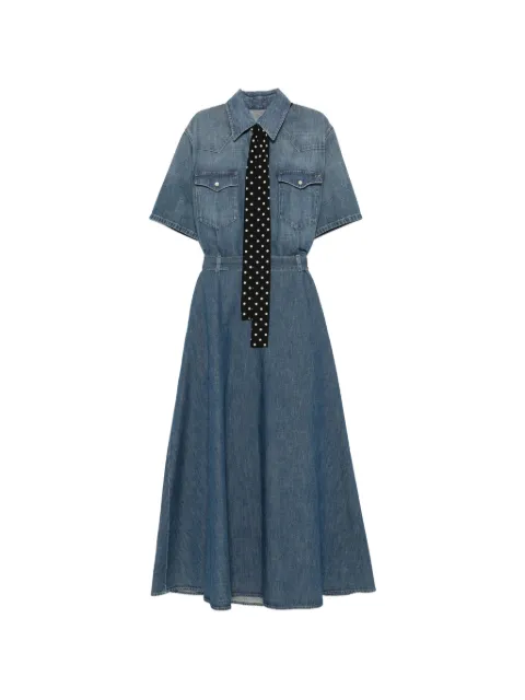 Valentino Garavani polka-dot-tie denim midi dress Blue BDA03CAC7