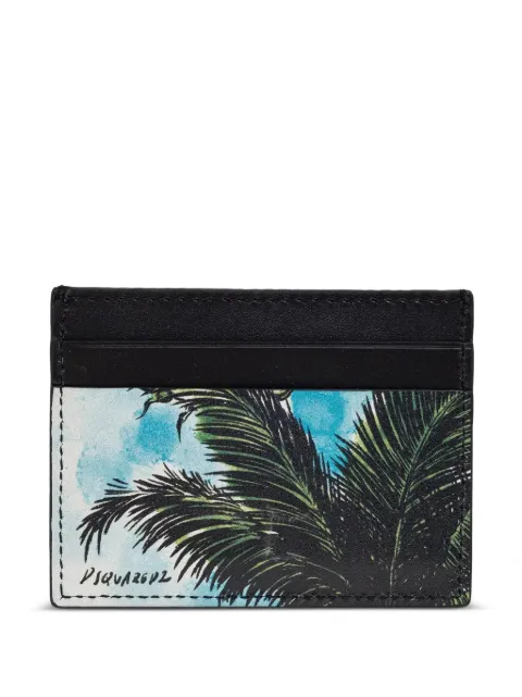 DSQUARED2 palm-tree-print card holder Black CCM004001508724
