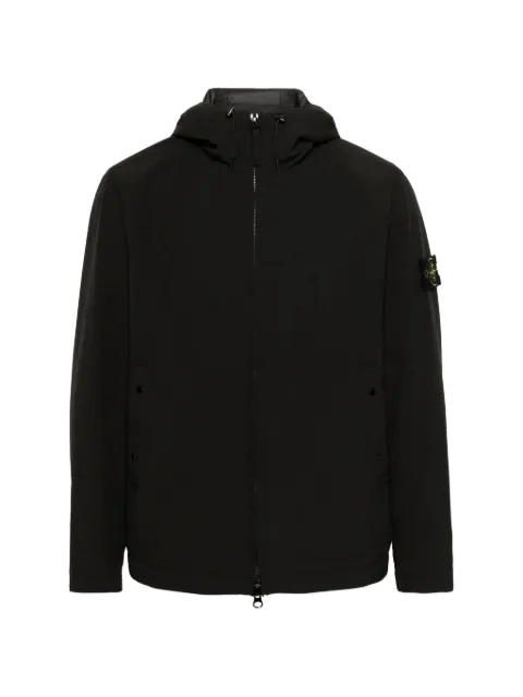 Stone Island logo-patch hooded jacket Black L2S154100108S0A27