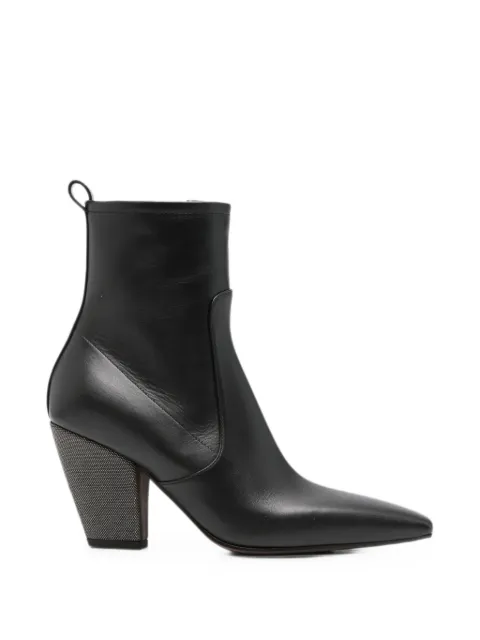 Brunello Cucinelli Monili-embellished pointed-toe boots Black MZSKC2600C101