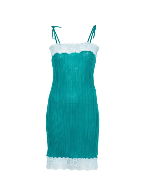 Chloé lace-trim ribbed-knit mini dress Green CH26UMR10665