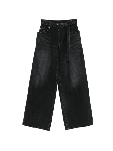 sacai belted wide-leg jeans Black SCW313001