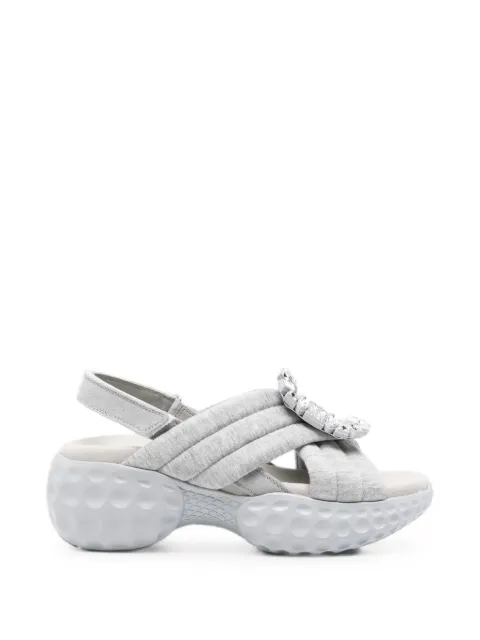 Roger Vivier crystal-buckle quilted sandals Grey RVW66733560VLR191Q