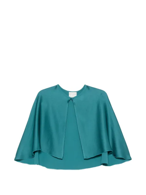 Forte Forte satin-finish cropped blouse Blue 15065MYSCARF