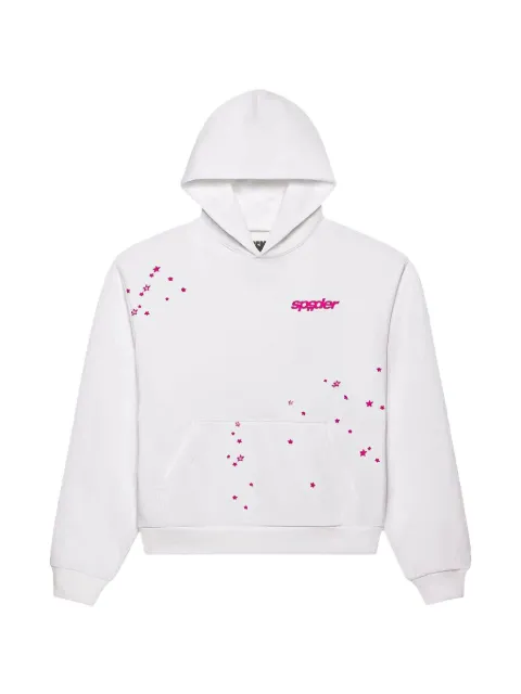 SP5DER Fractured Logo star-pattern hoodie White SP5DER505