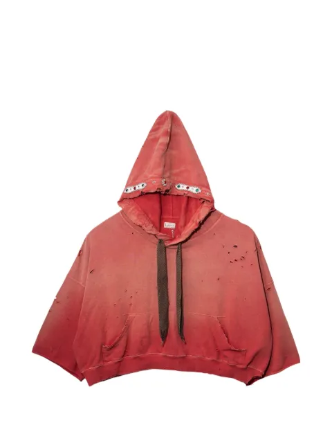 KAPITAL Thriller Damaged Devil studded hoodie Red KAP052