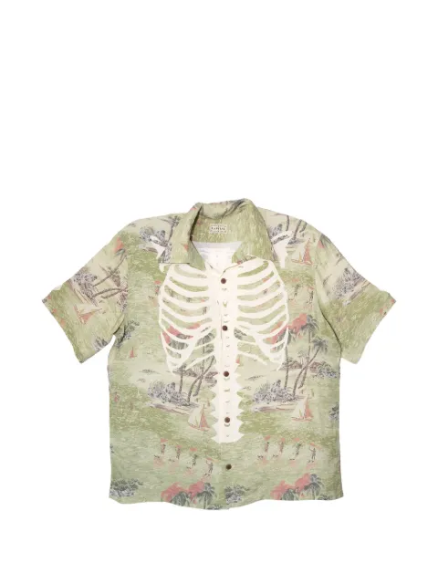 KAPITAL Kamehameha Bone Aloha shirt Green KAP053