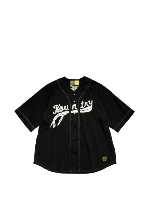 KAPITAL Bones-embroidered oversized baseball jersey shirt Black KAP025