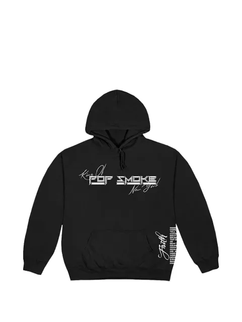 Vlone x Pop Smoke graphic-print drawstring hoodie Black VL0038