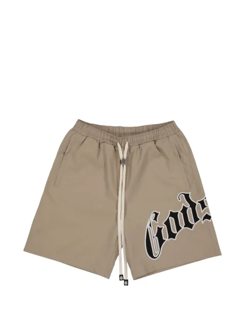 GODSPEED OG logo-patch drawstring shorts Neutrals GS389
