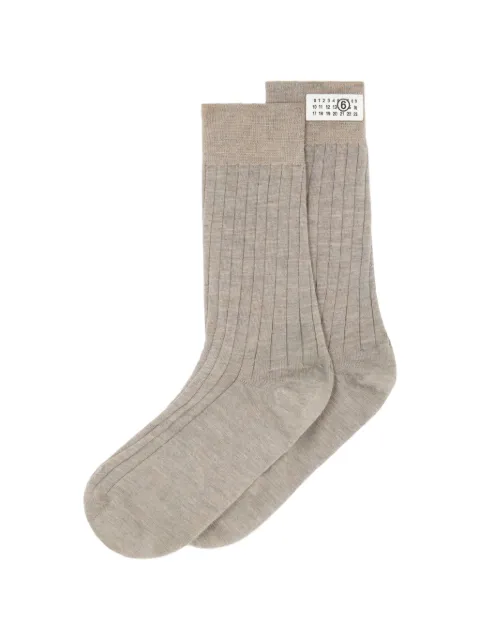 MM6 Maison Margiela logo-patch ribbed-knit socks Neutrals S52TL0040M13295