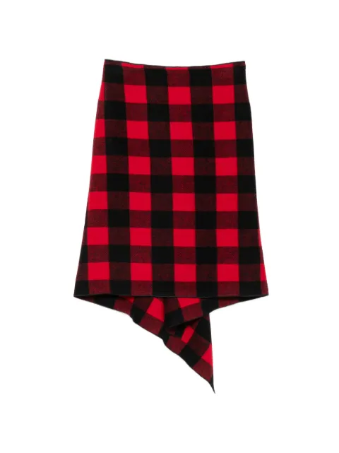 Nº21 check ruffled midi skirt Red 26IN2M0C0523126QC91