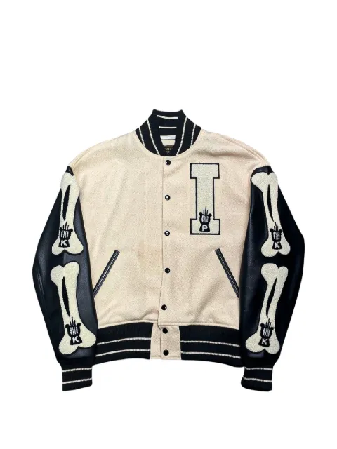 KAPITAL I-Five bone-patch varsity jacket Neutrals KAP031