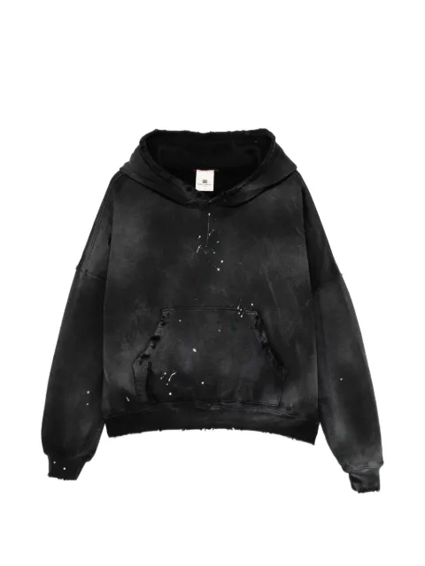 MOOJI MOOJI paint-splatter distressed hoodie Black OSHOODIEINSPLATTER