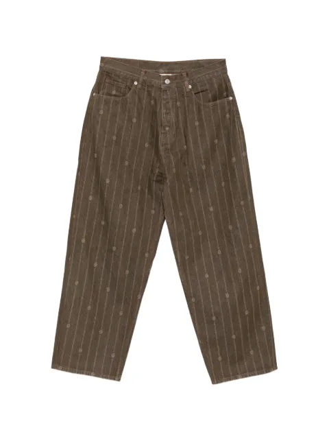 Drôle De Monsieur Monogram Baggy logo-print pinstriped jeans Brown LBP168CO315