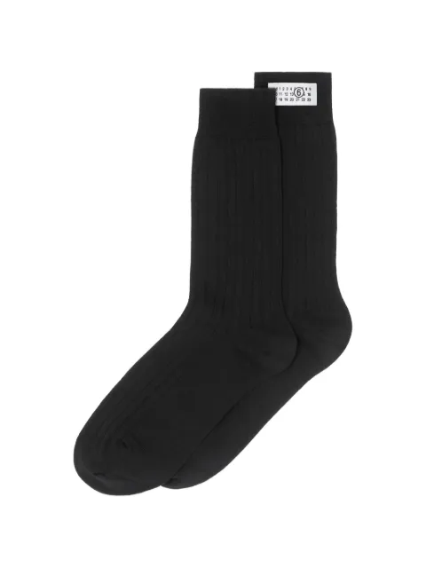 MM6 Maison Margiela ribbed logo-patch socks Black S52TL0040M13295