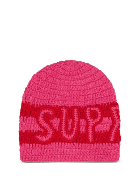 Supreme crochet logo beanie hat Pink SU27868