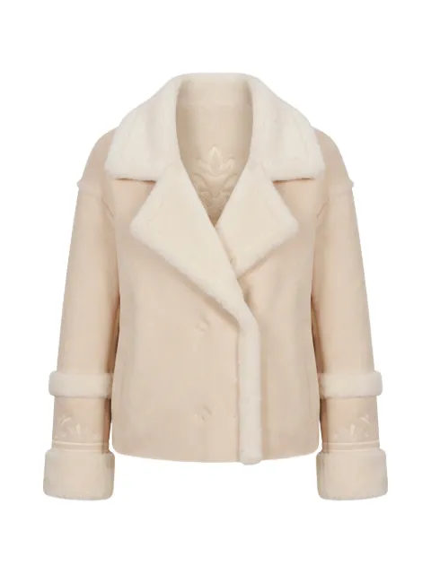 HIGH SOCIETY Alani shearling-trim jacket Neutrals HS25F14