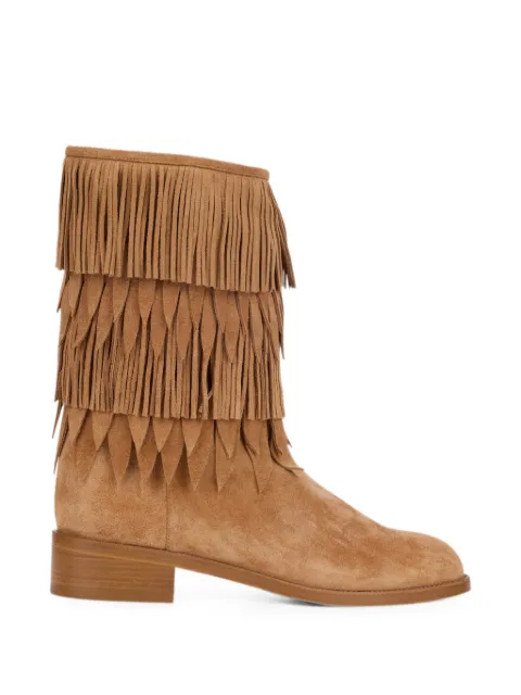 Aquazzura fringed tiered ankle boots Neutrals MCKFLAB0SCR