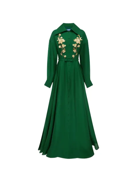 Leo Lin Josephine floral-embellished maxi dress Green LLFW260241