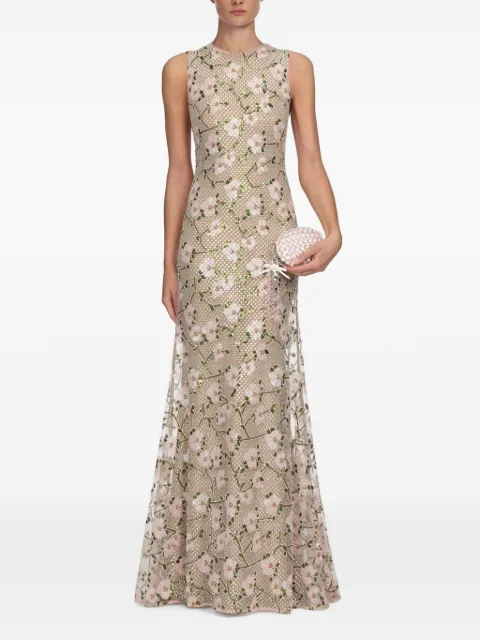 Self-Portrait rhinestone floral-print maxi dress Neutrals AW26158XP