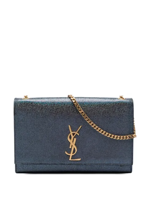 Saint Laurent Pre-Owned 2016 Medium Glitter Leather Monogram Kate crossbody bag Blue N4N9LVGWQ1EMUJGB