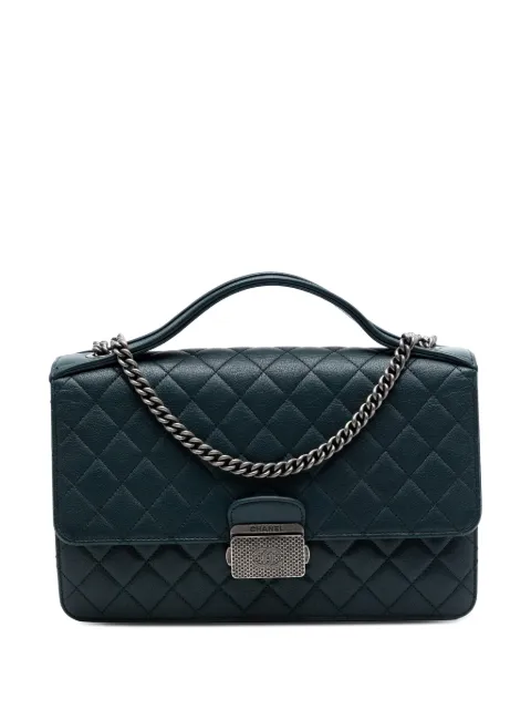 CHANEL Pre-Owned 2016-2017 Medium Quilted Goatskin CC University Flap satchel Green HXJF17L641FATW7Z