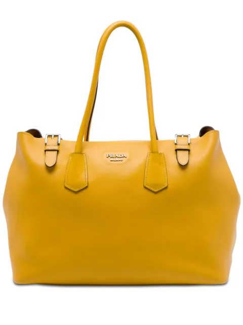 Prada Pre-Owned 2021-2026 City Calf Leather Buckle tote bag Yellow F886KN023W1CU222