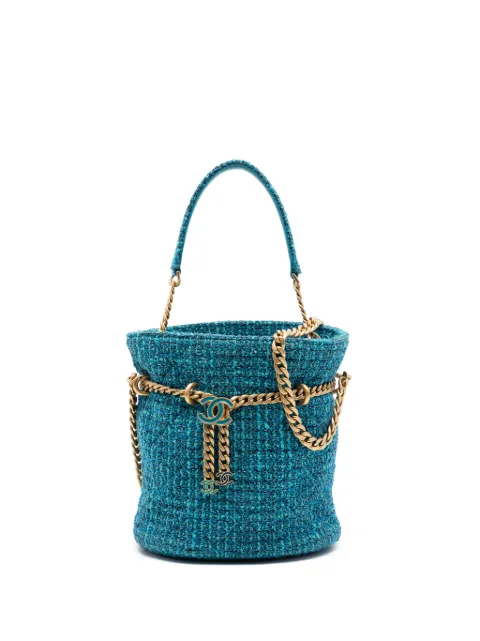 CHANEL Pre-Owned 2021-2026 Tweed Pending CC Top Handle Bucket Bag satchel Blue XJUAQ8K4WOIM8YYY