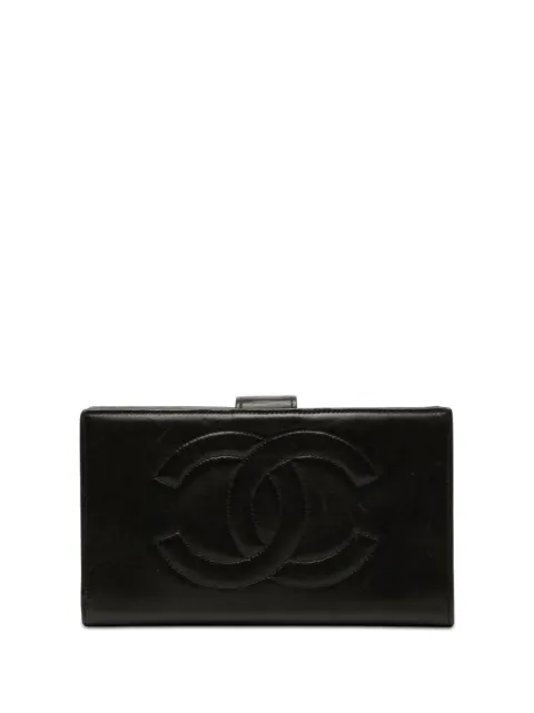 CHANEL Pre-Owned 1991-1994 CC Lambskin Bifold Wallet long wallets Black UL0ZOE5DNYQNSZ65