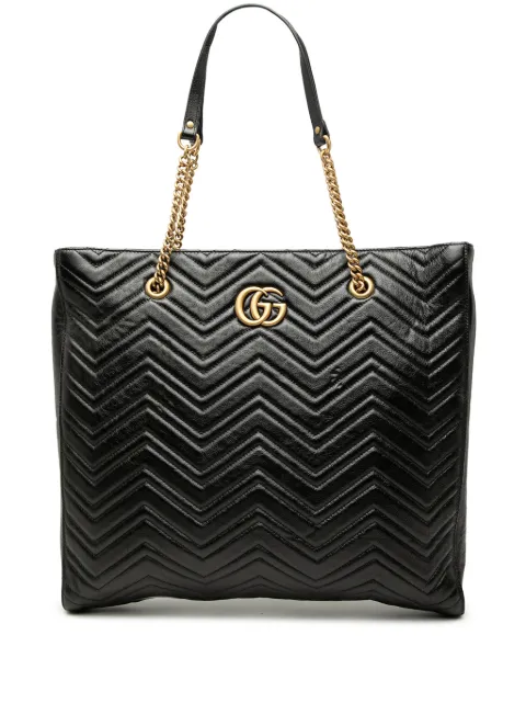 Gucci Pre-Owned 2016-2026 Large GG Marmont Matelasse Calfskin Slim tote bag Black IXJDFPLW6DU1XP9Y