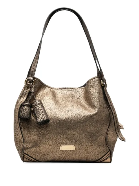 Burberry Pre-Owned 2000-2017 Small Metallic Grained Calfskin Saddle Stitch Canterbury Tassel tote bag Gold CYMKN5SXFN6UMIJW