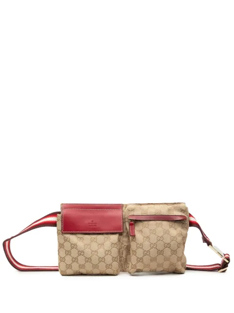 Gucci Pre-Owned 2000-2015 GG Canvas Web Double Pocket belt bag Red B0J3A15FJ879YS2V