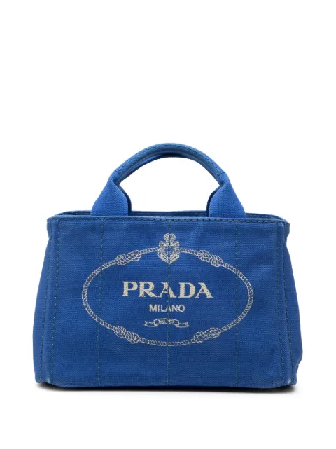 Prada Pre-Owned 2013-2026 Small Canvas Canapa Logo satchel Blue ANSEQUYDPR88D7JC