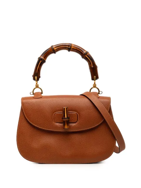 Gucci Pre-Owned 20th Century Grained Calfskin Bamboo Night satchel Brown 9RUJ7D96PGC77XYH
