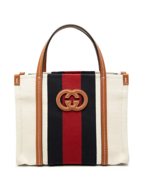 Gucci Pre-Owned 2016-2026 Mini Canvas Interlocking G Web Tote satchel Neutrals 82VY02LZE2B74OSD