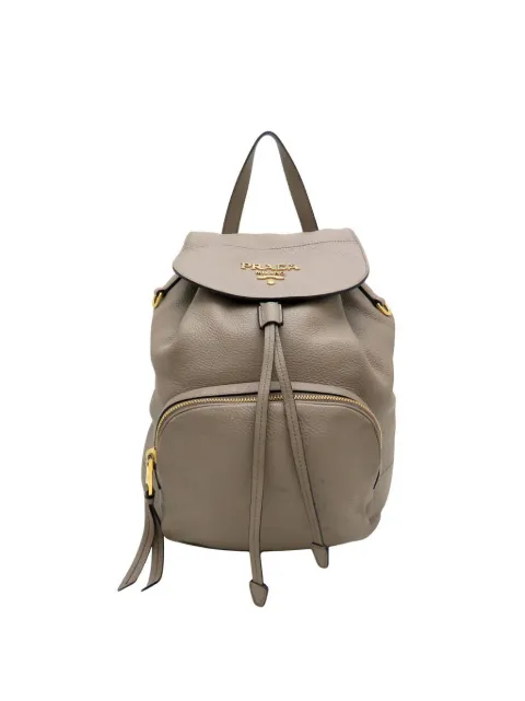 Prada Pre-Owned 2013-2026 Vitello Daino Cinch backpack Brown IHYPHA4KWEM87H9A